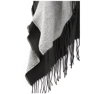 LASCANA Strickponcho Damen grau-schwarz Gr.