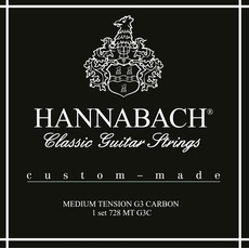 Hannabach Klassikgitarre-Saiten, 728MTG3C, Serie 728 Medium Tension Custom Made Carbon, Satz mit G3 Carbon