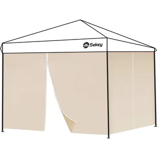 Sekey 2PCS Seitenwände für Pavillon 3x3 Wasserdicht für Pavillon Partyzelt Gartenzelt 3x3m, 1 Fenster 1 Tür, Grau (Khaki, 2 Türen)