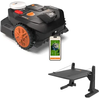 Worx Landroid Vision Cloud WR304E 2WD Mähroboter mit Garage, kabelloser Rasenmähroboter für bis zu 400 m2, (KI-Hinderniserkennung, VSLAM + RTK-Cloud-Navigation, Auto-Kartierung, App-Steuerung)