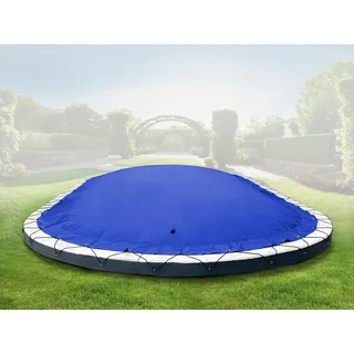 AirDeluxe® Ovale aufblasbare Poolplane Schwimmbad Abdeckung (7,37m x 3,60m, Blau) aus LKW-Plane - stabile Winter Poolabdeckung - Blau