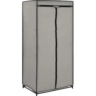 vidaXL Stoffschrank mit Reißverschluss 75/50/160 cm Grau , Textil , Rechteckig , 75x160x50 cm , Schlafzimmer, Kleiderschränke, Stoffschrank