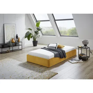 Westfalia Schlafkomfort Polsterbett "Osaka", gelb (sonnengelb), B:125cm L:205cm, Bezug: Glanzvelours 100% Polyester, Polsterung: Polsterwatte 100% Polyester, Gestell: Holzwerkstoff, WESTFALIA SCHLAFKOMFORT, Betten, Polsterbett, auch ohne Matratze erhältlich oder in H2,H3 und H4 