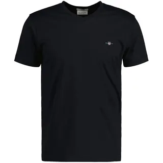 GANT Herren T-Shirt mit V-Ausschnitt - Schwarz