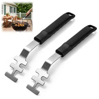 Grillrostheber aus Edelstahl 2 Stk, Grillrost Heber mit Griff, BBQ Utensil | Grillrostheber für Gussrost, 27cm Anti-Verbrühung Grillrost, Grillrost Heber Gusseisen, Grillwerkzeug für Alle Grillroste