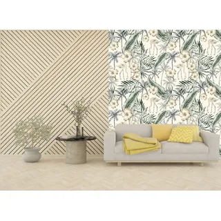 queence Fototapete »Stechpalmen mit Blüten« Motiv   bedruckt glatt Wandpaneele, selbstklebend, Tapete, Sticker, Wanddeko, XXL-Fotomotiv, beige