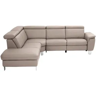 Cantus Ecksofa , Fango , Metall , Echtleder , Ottomane links, L-Form , 271x239 cm , Typenauswahl, Bettkasten erhältlich, Fußauswahl, Lederauswahl, Stoffauswahl, seitenverkehrt erhältlich, Hocker erhältlich, Rückenfutter , Wohnzimmer, Sofas & Couches, Wohnlandschaften, Ecksofas