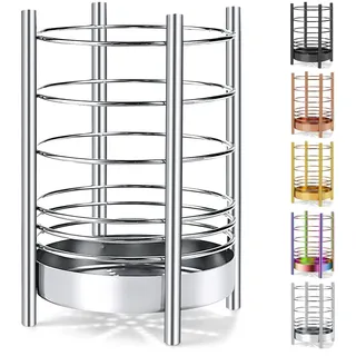 HOMQUEN Küchenutensilienhalter für Küchentheke, Edelstahl-Utensiliengefäße, Utensilien-Aufbewahrungs-Caddy-Organizer, Kochutensilien-Halter, Küchengeräte, Einfache Reinigung (Silber/7,4''x5,2'')