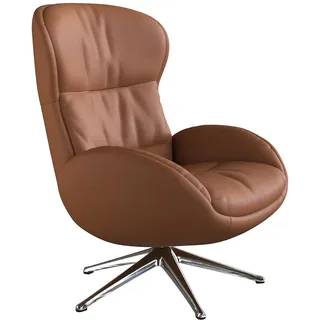 FLEXLUX Relaxsessel »Haze, hervorragender Komfort, Alu Fuß, organisches Design, ergonomisch« Fernsehsessel, Rückenteilverstellung, drehbar, Fuß Alu, braun