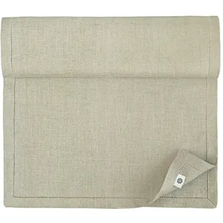 Linen & Cotton Hochwertiger und Eleganter Tischläufer Stoff/ Tischband mit Hohlsaum Florence - 100% Leinen, 43 x 180cm (Natur/ Grau/ Beige) Ideal für Hochzeit Gastronomie