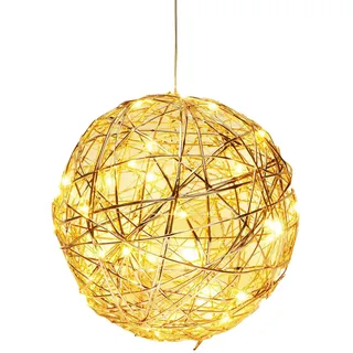 Well Home Weihnachtskugel, Leuchtend, Champagner-Gold, mit 40 LED-Lichtern, warmweiß, Ø 25 cm