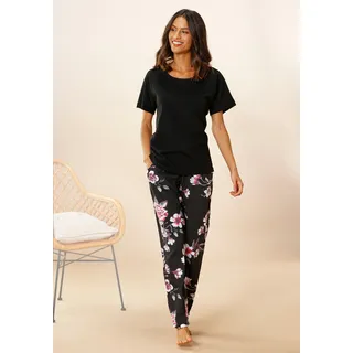 Vivance Dreams by Lascana Pyjama Set, 2 mit Blumendruck, schwarz
