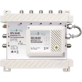 Axing SPU 54-09 SAT-Multischalter 4 Teilnehmer Premium-Line aktiv Quad-tauglich energiesparend (5 x 4)