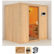 Bild Sauna »Bedine«, (Set), 9 KW-Bio-Ofen mit externer Steuerung beige