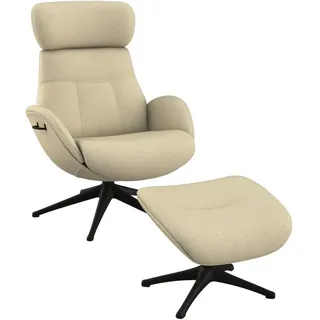 flexlux Relaxsessel Elegant Leder 90 x 107 x 89 cm Beige drehbar mit Kopfteil