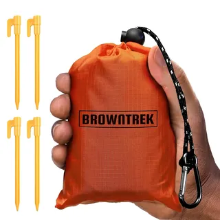 BROWNTREK Taschendecke – kompakte Picknickdecke (152,4 x 142,2 cm) – sanddichte Stranddecke/Wasserabweisende Bodenabdeckung. Packbare Outdoor-Decke für Wandern, Camping, Picknicks, Reisen und