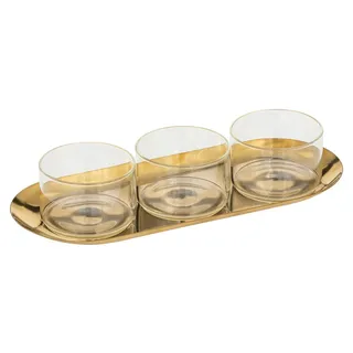 Snackschalen aus Glas auf einem Teller AUTOMNE - Gold
