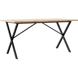 vidaXL Esstisch X-Gestell 160x80x75,5 cm Massivholz Kiefer & Stahl - Braun