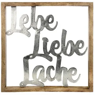 Metallbild , Silberfarben, Hellbraun , Holz, Metall , Mangoholz , massiv , 60x60 cm , 3D-Effekt , Bilder & Rahmen, Bilder, Holz & Metallbilder