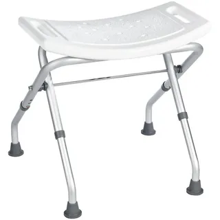 Duschhocker , Grau, Weiß , Metall, Kunststoff , 50x47-51x31 cm , Lga , höhenverstellbar , Badezimmer, Badezimmerausstattung, Badhocker & Duschhocker