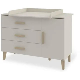 Pinolino Wickelkommode , Weiß, Eichefarben , Holz , Eiche , massiv , 3 Schubladen , 136x101x77 cm , FSC Mix , Babymöbel & Kindermöbel, Babyzimmer, Wickelkommoden & Zubehör, Wickelkommoden