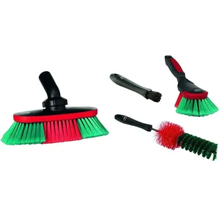 Vikan Autobürste mit Wasserdurchlauf und Drehgelenk, 250 mm, Weich/gesplisst, Schwarz & car Brush Set 3 Pieces - Interior Brush, Wheel Brush, car Hand Brush