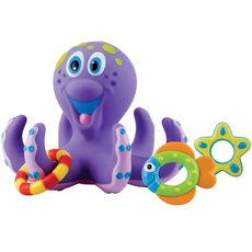 Nuby - Badespielzeug Tintenfisch mit 3 Ringen - Baby und Kinder Wasserspielzeug / Badewannespielzeug - 18+ Monate