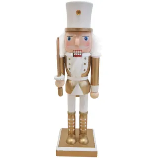 Nussknacker-König Dekofigur: Weihnachtsfigur aus Holz zum Hinstellen, Weihnachten & Advent, Holzdeko mit Mütze, Schwert & Bart, Holzfigur Weihnachtsdeko, Figur Winter, Kleine Winterfiguren, 26 cm
