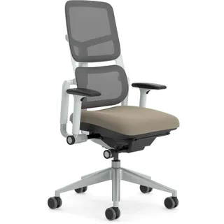 Steelcase Please Air Ergonomischer Bürodrehstuhl mit höhenverstellbarer Lumbalstütze Trüffel/Amsel
