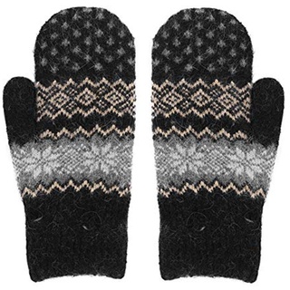 LONTG Handschuhe Damen Fäustlinge Verdickte Winterhandschuhe Schneeflocke Muster Damenhandschuhe mit Fleecefutter Weiche Strickhandschuhe Warme Handschuhe Fausthandschuhe für Freizeit Outdoor Sport