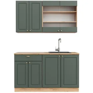 Vicco Küchenzeile Fame-Line 140 cm Grün-Gold