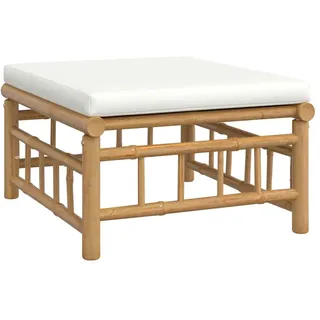 vidaXL Gartenhocker mit Cremeweißem Kissen Bambus - Weiß