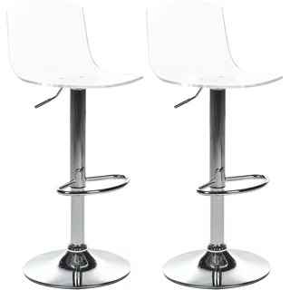 BELIANI Barhocker 2er Set Transparent Acryl Mit Lehne Gasdruckfeder Höhenverstellbar Drehbar Metallgestell Silber Ohne Armlehnen Modernes Design Küche - Transparent, Silber