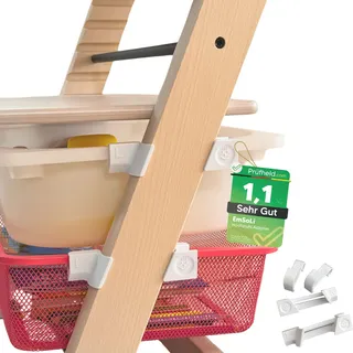 [ TEST SEHR GUT, NOTE 1.1 *] EmSoLi Adapter Weiss + 2x Haken für Ikea Trofast Box Korb Drahtkorb, kompatibel mit Stokke Tripp Trapp Baby Hochstuhl, Hochstühle Kinderstuhl Zubehör, Kinder Hoch Stuhl