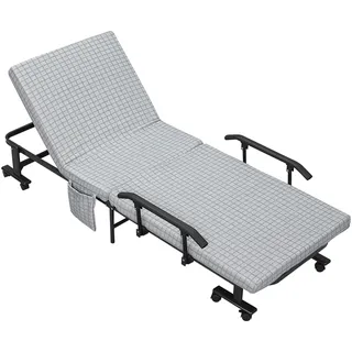 HOMCOM Gästebett Klappbett mit Rollen 190 x 76 x 33 cm Hellgrau+Schwarz