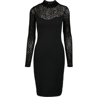 URBAN CLASSICS Flock Lace Turtle Neck Dress Kleid Schwarz XS