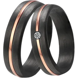 Trauring DOOSTI "Schmuck Geschenk CARBON Trauring Ehering Partnerring LIEBE" Gr. 64, rosa (schwarz, roségoldfarben), Fingerringe, Damen, 64, ohne Zirkonia, Carbon, 5mm, Trauring, wahlweise mit oder ohne Zirkonia