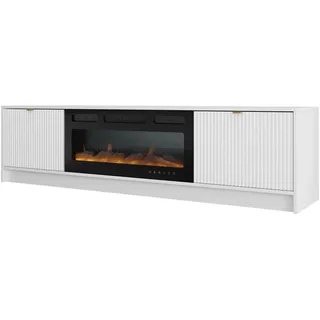 Mirjan24 Tireno EF TV-Lowboard 182x48x40 cm Weiß Velvet/Gold MDF/Melamin