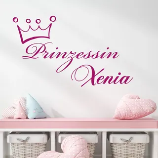 GRAZDesign Wandtattoo Kinderzimmer Mädchen Name Prinzessin | Wandaufkleber Babyzimmer Deko Schmetterlinge, personalisierte Geschenke Baby, 49x30cm, 041 pink