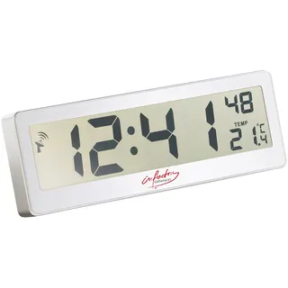 infactory Digitale Funkuhr: Kompakte Funkuhr mit XXL-LCD-Display, Wecker und Temperatur-Anzeige (Digital großes Display, Digitaluhr großes, Funk)
