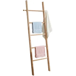 Relaxdays Handtuchleiter Natur Walnussholz 170/43/4 cm