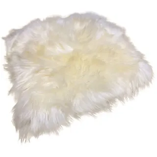 Rohn Moden Sitzkissen, Sitzauflage Schnucke aus echtem hochwolligem Lammfell für Stuhl, Rollstuhl, Katzenbett, Hundebett und Dekoration - Kuscheliges und vielseitiges Accessoire in weiß