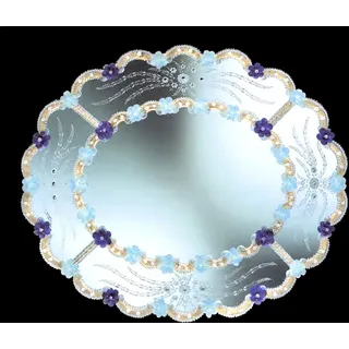 Spiegel Oval Glas Über Murano Mit Gold Zecchino Graviert Hand IN Italien Neu