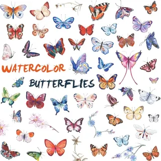 WandSticker4U®- [2er Pack] 90x Aquarell DEKO SCHMETTERLINGE zum Kleben I Wandtattoo Schmetterlinge Baby-& Kinderzimmer Mädchen Frühling I Möbel Aufkleber Wand-Fenster-Sticker Basteln Kinder
