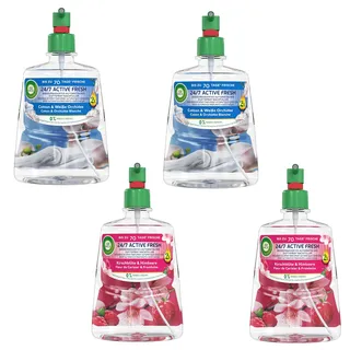 Air Wick Active Fresh Wasserbasiertes Automatisches Duftspray Nachfüller SET 2x 228ml Cotton & Weiße Orchidee & 2x228ml Kirschblüte & Himbeere