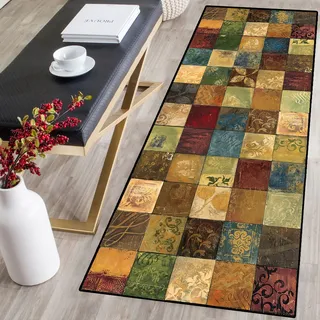 Single tree forest Teppich Läufer - Teppiche - Läufer Flur Teppich,Niederflor Bunter Modern rutschfest Waschbar,Pflegeleicht,Geruchsneutral,für Korridor,Schlafzimmer,Innen Wohnzimmer