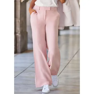 Anzughose LASCANA, Damen, Gr. 38, N-Gr, rosé, Web, Obermaterial: 65% Polyester, 28% Viskose, 7% Elasthan, unifarben, figurumspielend lang, Hosen Anzughose, mit verstellbarem Bund, individuell regulierbar