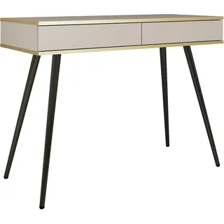 Schminktisch mit Schubladen Rodi - Konsolentisch 100 cm, gold Accessoires mit Beinen - Beige + Schwarz - Beige