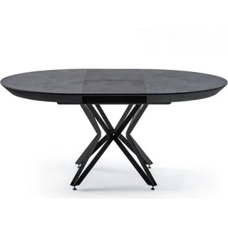 Esszimmer Set 7tlg Esstisch Designer 6x Stühle Essgruppe Grau Rund Küchentisch - Grau