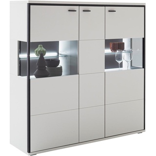 STYLIFE Highboard Schwarz, weiß , Maße cm, B: 135 H: 136 T: 38